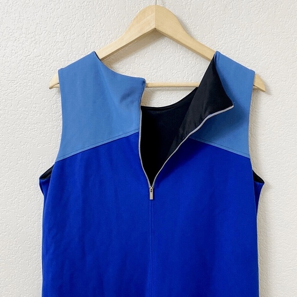 NWT Tahari Shift Dress Size 14 Blue Black Color Block Sleeveless - Picture 4 of 5